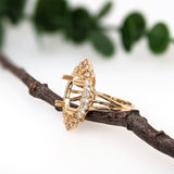Statement Heirloom Jewelry - 14K Solid Gold Ring Setting, Natural Diamonds, Intricate Design, Customizable | Oval Shape 12x10mm
