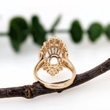 Statement Heirloom Jewelry - 14K Solid Gold Ring Setting, Natural Diamonds, Intricate Design, Customizable | Oval Shape 12x10mm