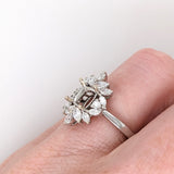 Pretty Geometric Ring Semi Mount with Natural Diamonds in Solid 14k Gold || Cushion Cut 6mm || Engagement Ring || Customizable