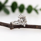 Pretty Geometric Ring Semi Mount with Natural Diamonds in Solid 14k Gold || Cushion Cut 6mm || Engagement Ring || Customizable