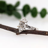 Pretty Geometric Ring Semi Mount with Natural Diamonds in Solid 14k Gold || Cushion Cut 6mm || Engagement Ring || Customizable