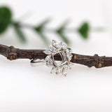Pretty Geometric Ring Semi Mount with Natural Diamonds in Solid 14k Gold || Cushion Cut 6mm || Engagement Ring || Customizable