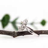 Pretty Geometric Ring Semi Mount with Natural Diamonds in Solid 14k Gold || Cushion Cut 6mm || Engagement Ring || Customizable