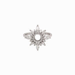 Snowflake Design Ring Semi Mount w Natural Diamonds in Solid 14K Gold Round 6mm
