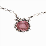 8ct Pink Tourmaline Pendant Necklace w Natural Diamonds in Solid 18K Gold