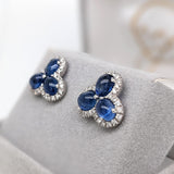 1980s Ceylon Sapphire Estate Earrings w Earth Mined Diamonds in 18K White Gold