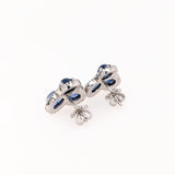 1980s Ceylon Sapphire Estate Earrings w Earth Mined Diamonds in 18K White Gold