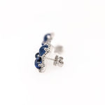 1980s Ceylon Sapphire Estate Earrings w Earth Mined Diamonds in 18K White Gold