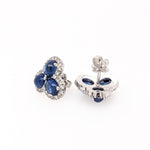 1980s Ceylon Sapphire Estate Earrings w Earth Mined Diamonds in 18K White Gold