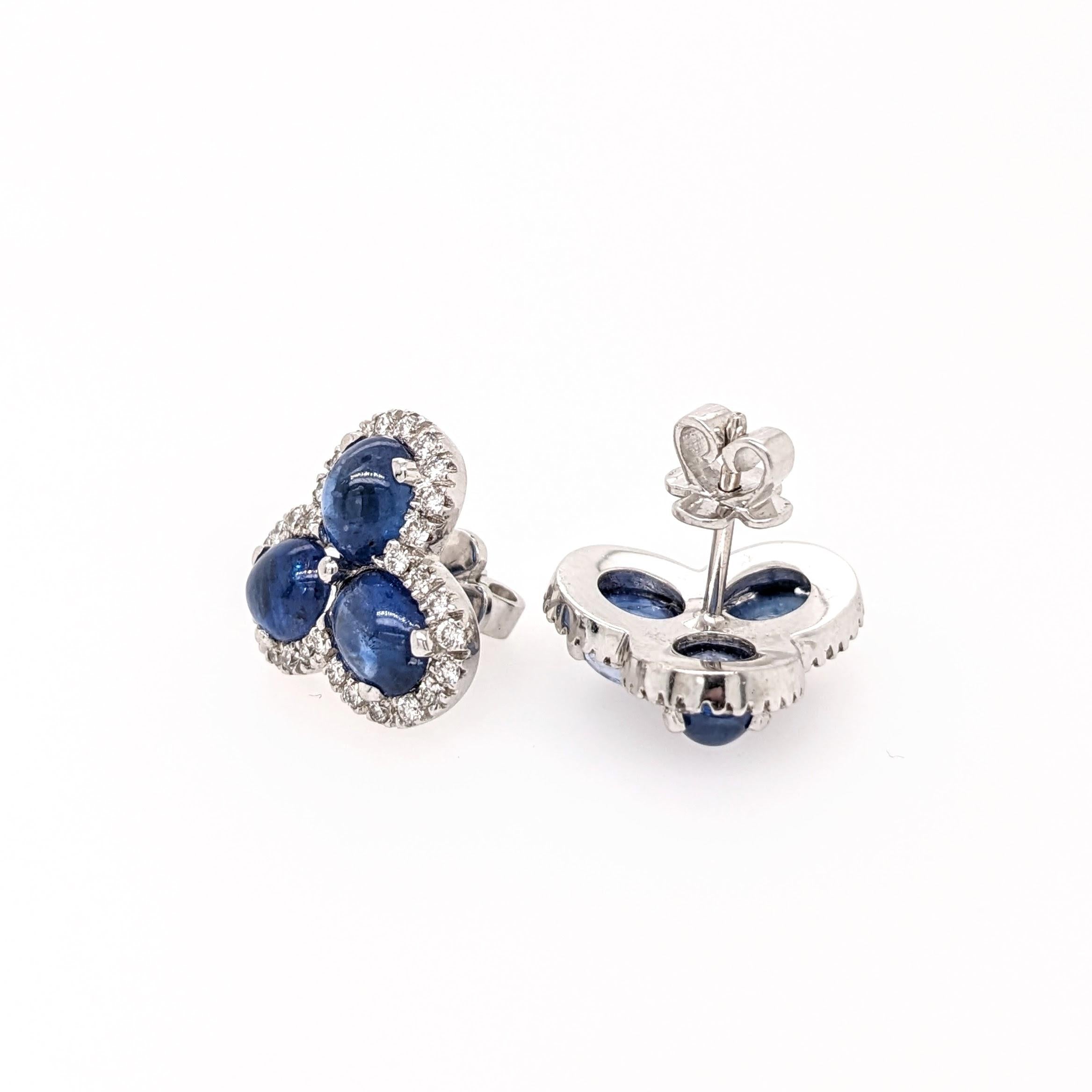 1980s Ceylon Sapphire Estate Earrings w Earth Mined Diamonds in 18K White Gold