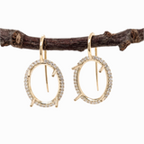 Gorgeous Oval Shape Earrings Semi Mount w Diamond Halo