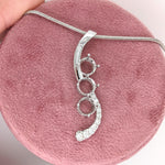 Pendant Semi Mount w Natural Diamonds in Solid 14K Gold Round 7mm