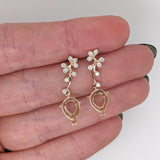 Earrings Semi Mount w Natural Diamonds in Solid 14K Gold Pear shape 9x7mm