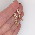 Earrings Semi Mount w Natural Diamonds in Solid 14K Gold Pear shape 9x7mm