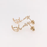 Earrings Semi Mount w Natural Diamonds in Solid 14K Gold Pear shape 9x7mm