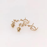 Earrings Semi Mount w Natural Diamonds in Solid 14K Gold Pear shape 9x7mm
