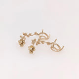 Earrings Semi Mount w Natural Diamonds in Solid 14K Gold Pear shape 9x7mm