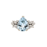 2.5ct Aquamarine Ring w Earth Mined Diamonds in Solid 14K Gold Pear Shape 11x8mm