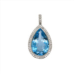 53ct Swiss Topaz Estate Pendant w Earth Mined Diamonds in Solid 14K Gold