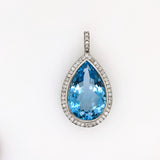 53ct Swiss Topaz Estate Pendant w Earth Mined Diamonds in Solid 14K Gold