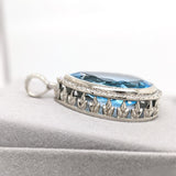 53ct Swiss Topaz Estate Pendant w Earth Mined Diamonds in Solid 14K Gold