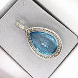 53ct Swiss Topaz Estate Pendant w Earth Mined Diamonds in Solid 14K Gold
