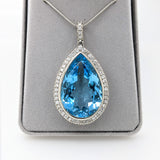 53ct Swiss Topaz Estate Pendant w Earth Mined Diamonds in Solid 14K Gold