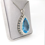 53ct Swiss Topaz Estate Pendant w Earth Mined Diamonds in Solid 14K Gold