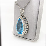 53ct Swiss Topaz Estate Pendant w Earth Mined Diamonds in Solid 14K Gold