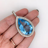 53ct Swiss Topaz Estate Pendant w Earth Mined Diamonds in Solid 14K Gold