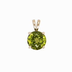 2.89ct Peridot Solitaire Pendant in Solid 14K Gold Round 9mm
