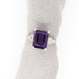 Deep Purple Amethyst Statement Ring w Diamond Accents