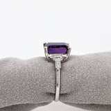 Deep Purple Amethyst Statement Ring w Diamond Accents