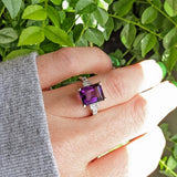 Deep Purple Amethyst Statement Ring w Diamond Accents