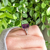 Deep Purple Amethyst Statement Ring w Diamond Accents