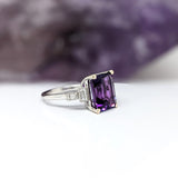 Deep Purple Amethyst Statement Ring w Diamond Accents