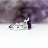 Deep Purple Amethyst Statement Ring w Diamond Accents