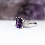 Deep Purple Amethyst Statement Ring w Diamond Accents