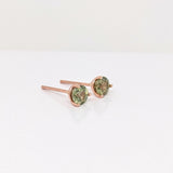 Sunniva 14K Solid Gold Namibian Demantoid Martini Solitaire Studs - Round 4mm
