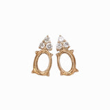 Earrings Semi Mount w Natural Diamonds in Solid 14K Gold Oval 6x4mm