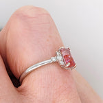 Bi-color Tourmaline Ring w Natural Diamonds in Solid 14K White Gold EM 7x4mm