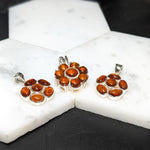 Beautiful Amber Pendant in Solid Vermeil | Oval & Round Shape | Cabochon Cut