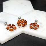 Beautiful Amber Pendant in Solid Vermeil | Oval & Round Shape | Cabochon Cut