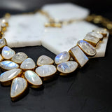 Stunning Moonstone Necklace in Solid Vermeil || Colorful || Transparent Gemstone || June Birthstone || Toggle Clasp ||