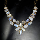 Stunning Moonstone Necklace in Solid Vermeil || Colorful || Transparent Gemstone || June Birthstone || Toggle Clasp ||