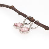 Morganite Drop Earrings w Earth Mined Diamonds in Solid 14K White Gold | Oval 8x6mm | June Birthstone