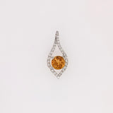 Citrine Pendant Necklace with Earth Mined Diamonds: Solid 14K Gold, Round 5mm