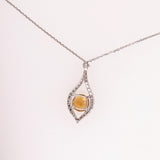 Citrine Pendant Necklace with Earth Mined Diamonds: Solid 14K Gold, Round 5mm
