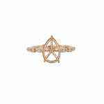 Ring Semi Mount w Natural Diamonds in Solid 14K Gold Pear 10x7mm