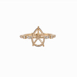 Ring Semi Mount w Natural Diamonds in Solid 14K Gold Pear 10x7mm